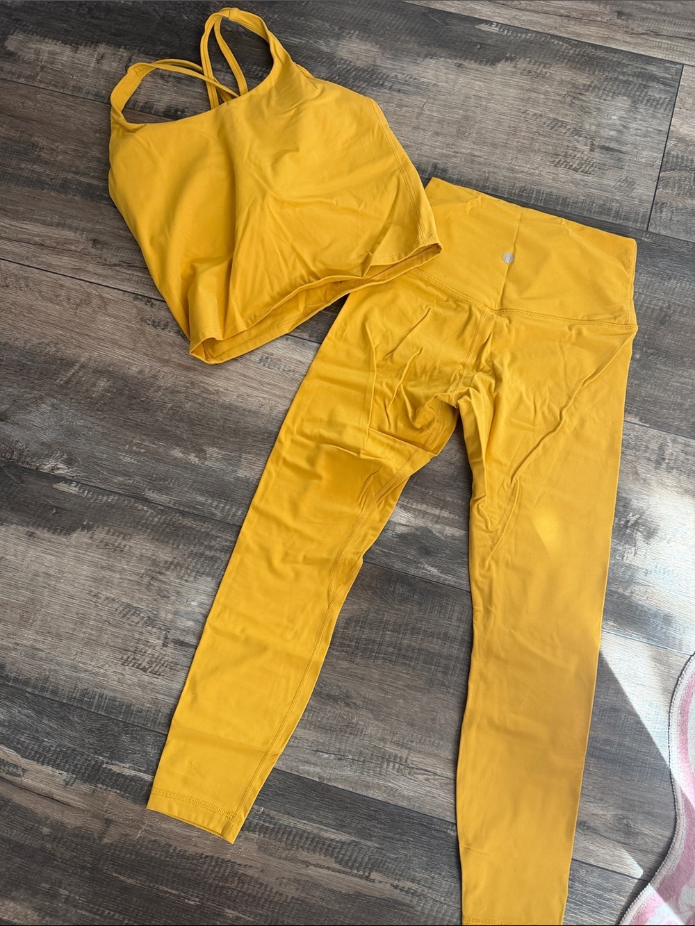 High-Rise Mustard Yellow Leggings with Matching Cropped Tank